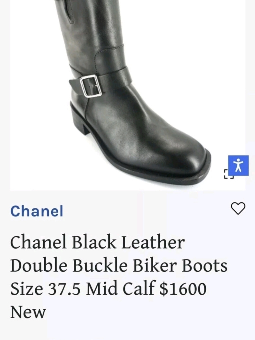 Authentic Chanel Black Leather Logo Buckle Biker Moto Boots EU 40 US 9 - 9.5 - Picture 13 of 14